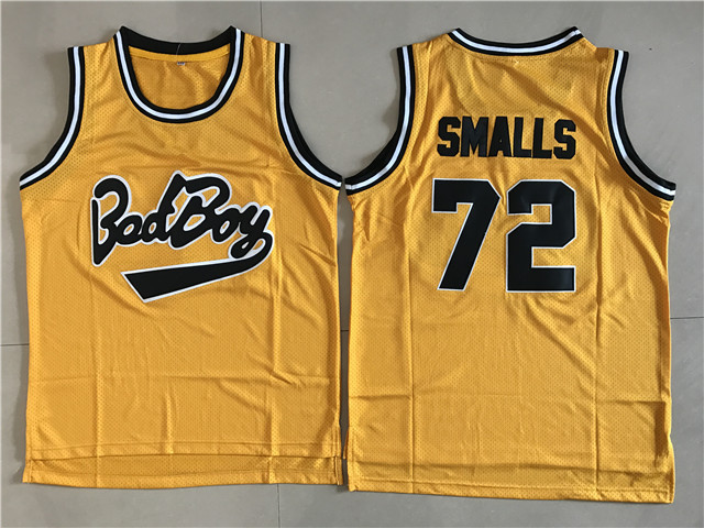 Bad Boy 72 Biggie Smalls Yellow Basketball Movie Jersey