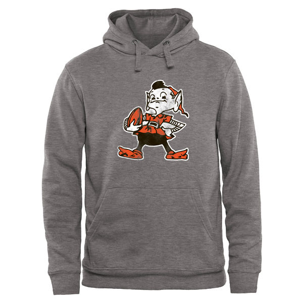 Men's Cleveland Browns Pro Line Heather Grey Throwback Logo Pullover Hoodie Men's Cleveland Browns Pro Line Heather Grey Throwback Logo Pullover Hoodie