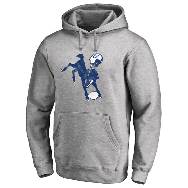 Men's Indianapolis Colts Pro Line Gray Throwback Logo Pullover Hoodie