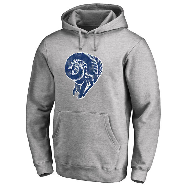 Men's Los Angeles Rams Pro Line Gray Throwback Logo Pullover Hoodie