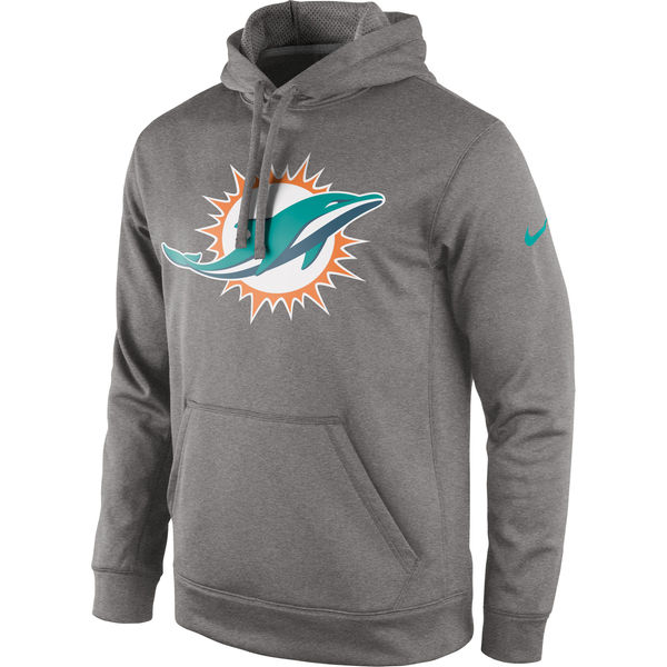 Men's Miami Dolphins Nike Gray Circuit Logo Essential Performance Pullover Hoodie