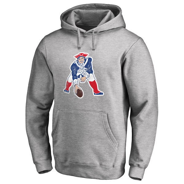 Men's New England Patriots Pro Line Gray Throwback Logo Pullover Hoodie