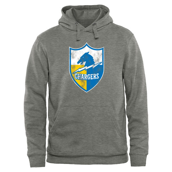 Men's San Diego Chargers Pro Line Ash Throwback Logo Pullover Hoodie
