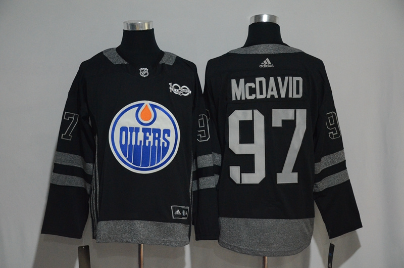 Oilers 97 Connor McDavid Black 1917-2017 100th Anniversary Adidas Jersey