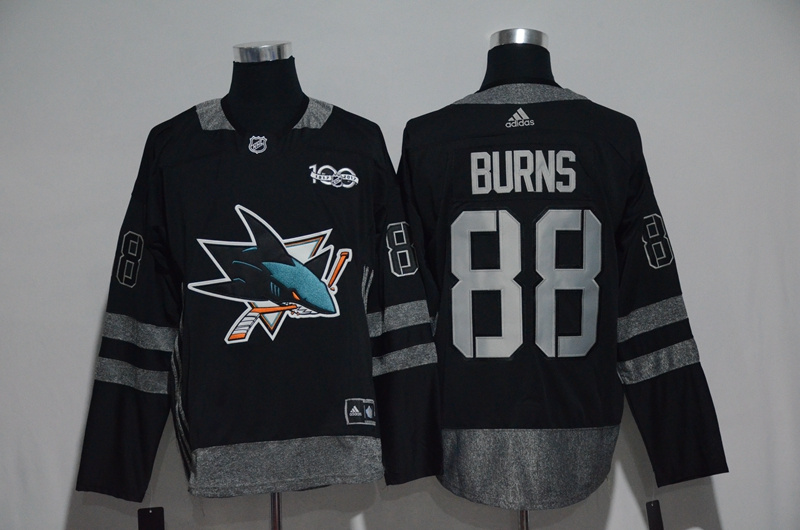 Sharks 88 Brent Burns Black 1917-2017 100th Anniversary Adidas Jersey