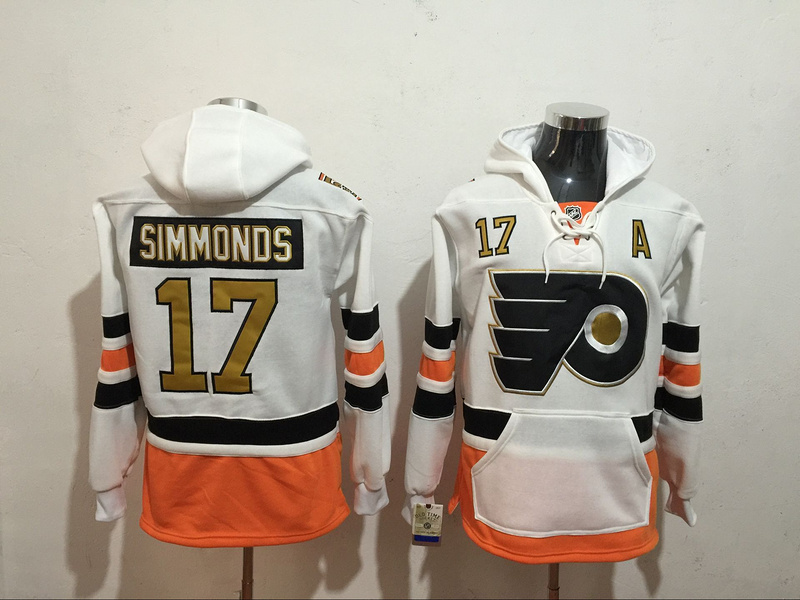 Flyers 17 Wayne Simmonds White All Stitched Hooded Sweatshirt - Click Image to Close