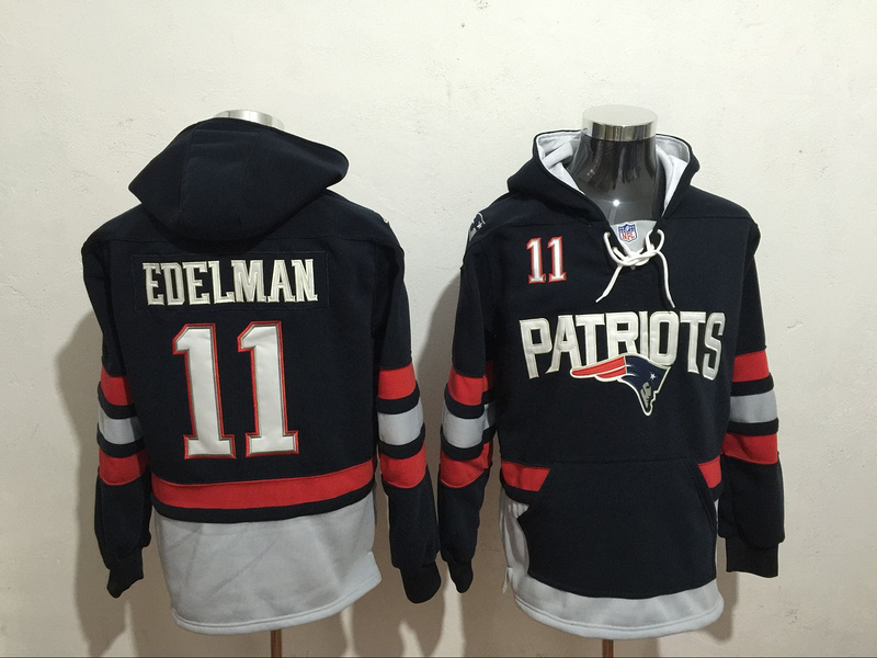 Nike Patriots 11 Julian Edelman Navy All Stitched Hooded Sweatshirt