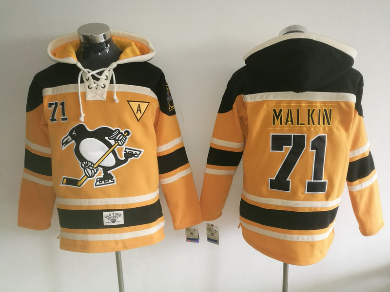 Penguins 71 Evgeni Malkin Orange All Stitched Hooded Sweatshirt - Click Image to Close