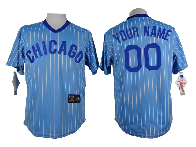 Chicago Cubs Blue Men's Customized Throwback Jersey