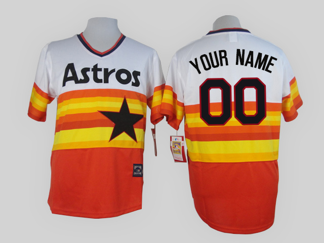 Houston Astros Orange Men's Customized Throwback Jersey - Click Image to Close