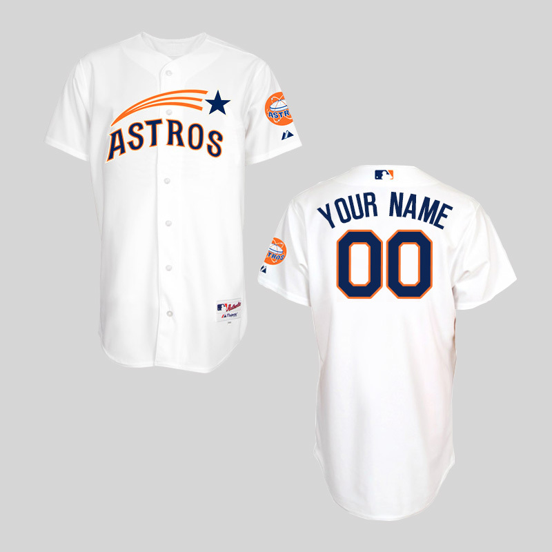 Houston Astros White Men's Customized Throwback Jersey - Click Image to Close