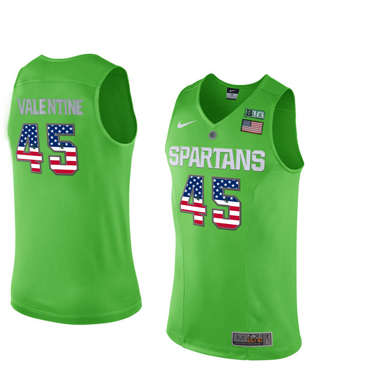 Michigan State Spartans 45 Denzel Valentine Apple Green College Basketball Jersey