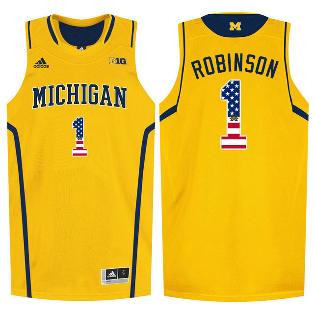 Michigan Wolverines 1 Glenn Robinson III Yellow College Basketball Jersey