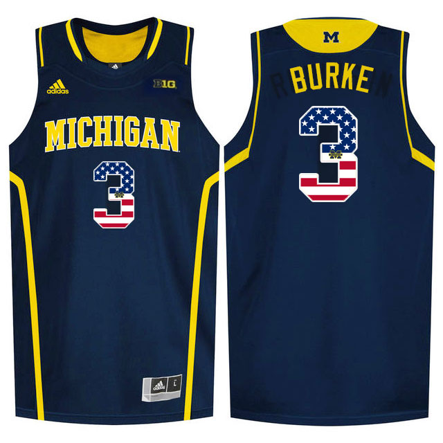 Michigan Wolverines 3 Trey Burke Navy College Basketball Jersey