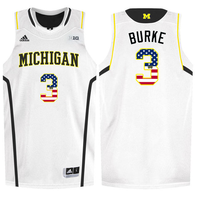 Michigan Wolverines 3 Trey Burke White College Basketball Jersey