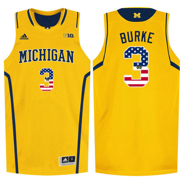 Michigan Wolverines 3 Trey Burke Yellow College Basketball Jersey