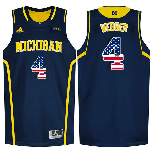 Michigan Wolverines 4 Chirs Webber Navy College Basketball Jersey Michigan Wolverines 4 Chirs Webber Navy College Basketball Jersey