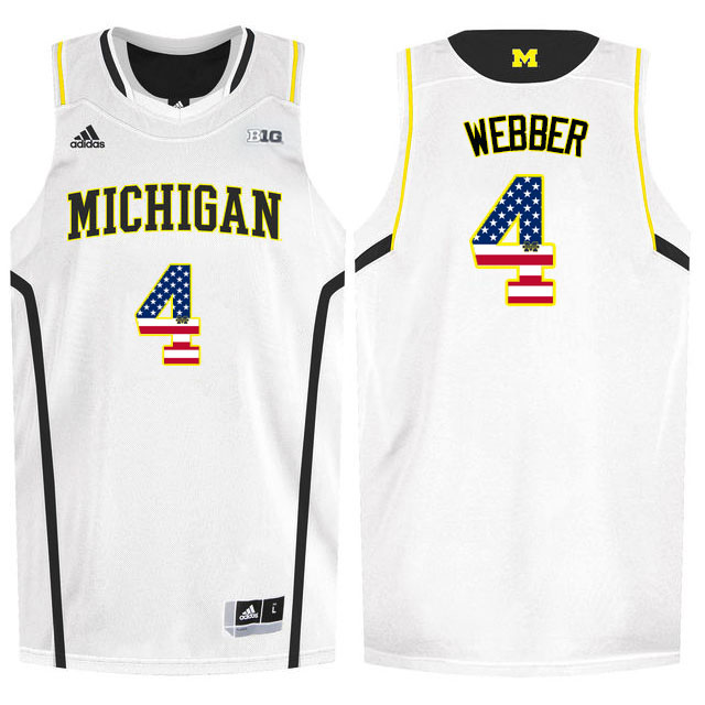Michigan Wolverines 4 Chirs Webber White College Basketball Jersey - Click Image to Close
