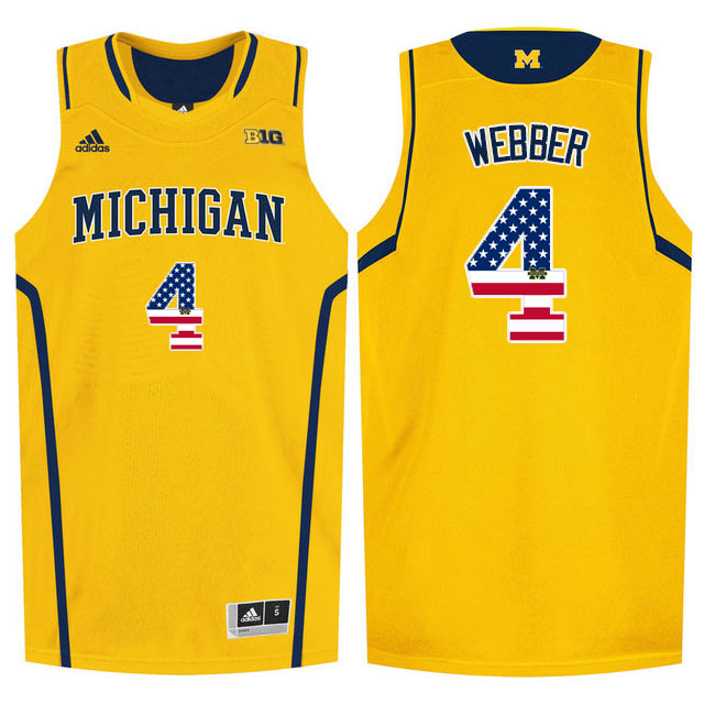 Michigan Wolverines 4 Chirs Webber Yellow College Basketball Jersey
