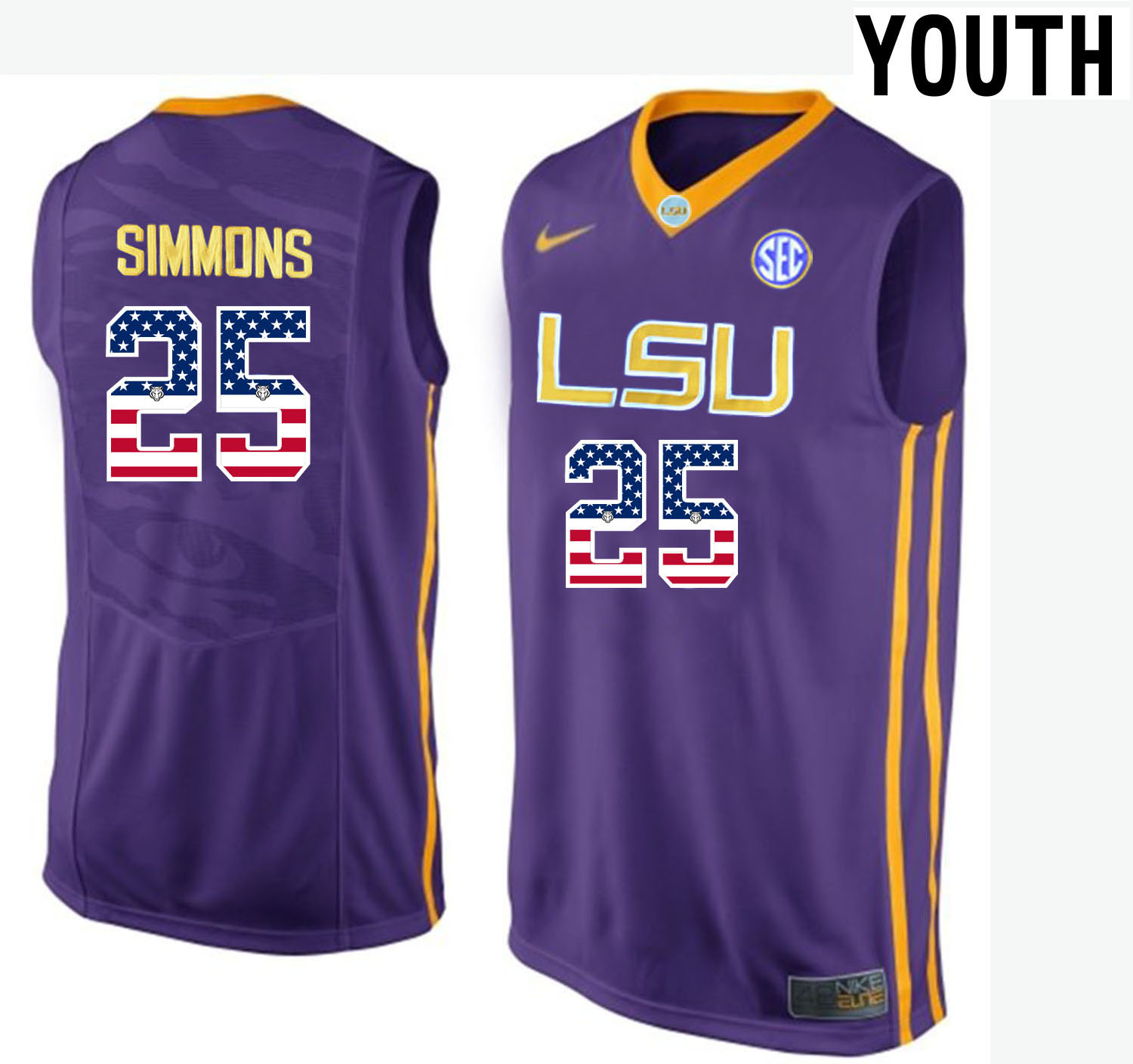LSU Tigers 25 Ben Simmons Purple Youth College Basketball Jersey - Click Image to Close