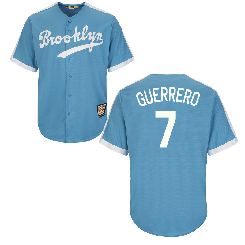 Dodgers 7 Alex Guerrero Light Blue Cooperstown Throwback Jersey