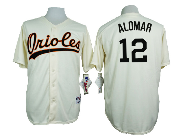 Orioles 12 Roberto Alomar Cream 1954 Turn Back The Clock Throwback Jersey - Click Image to Close