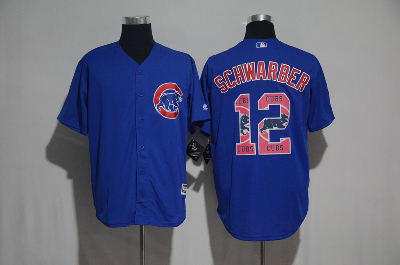 Cubs 12 Kyle Schwarber Blue Team Logo Print Cool Base Jersey Cubs 12 Kyle Schwarber Blue Team Logo Print Cool Base Jersey