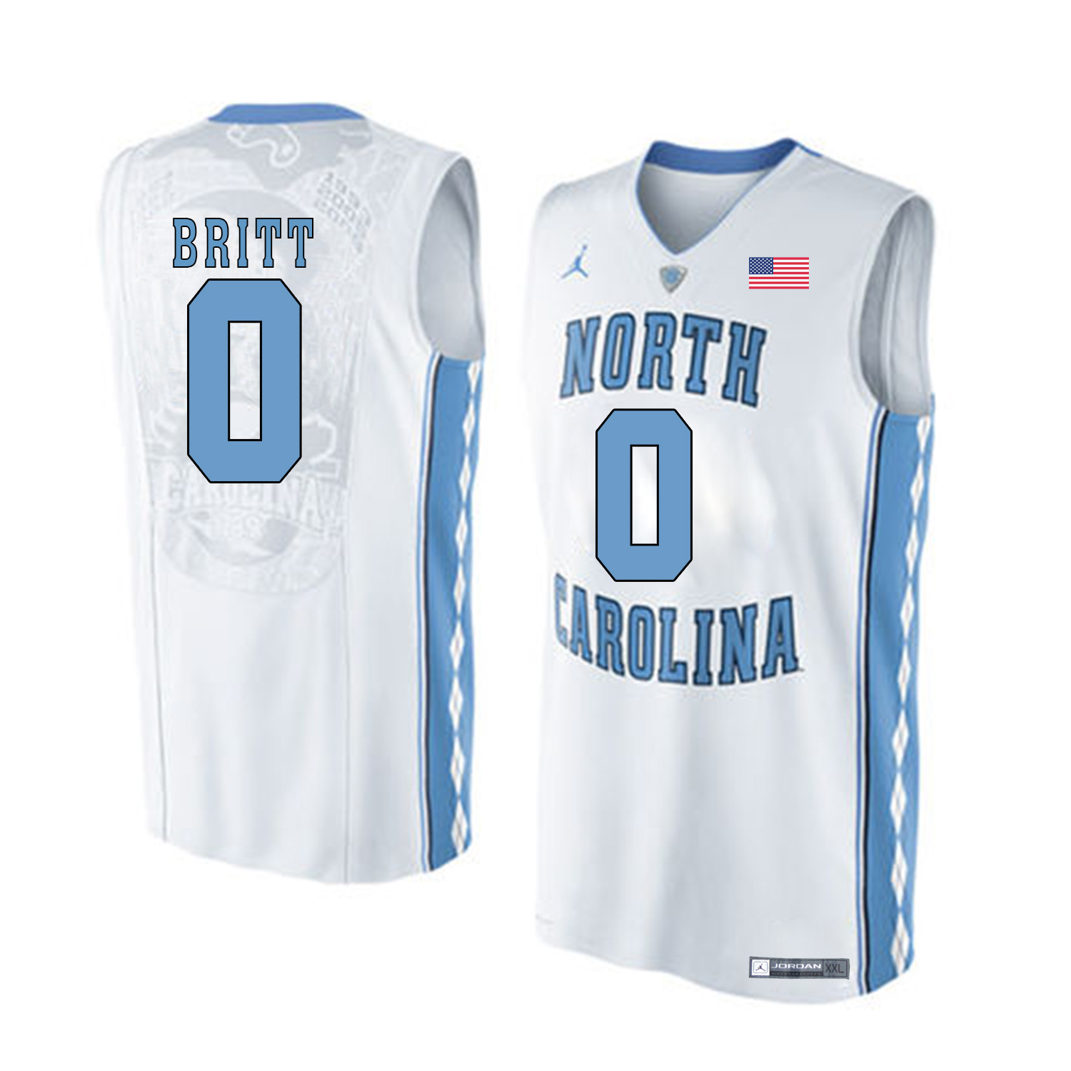 North Carolina Tar Heels 0 Nate Britt White College Basketball Jersey