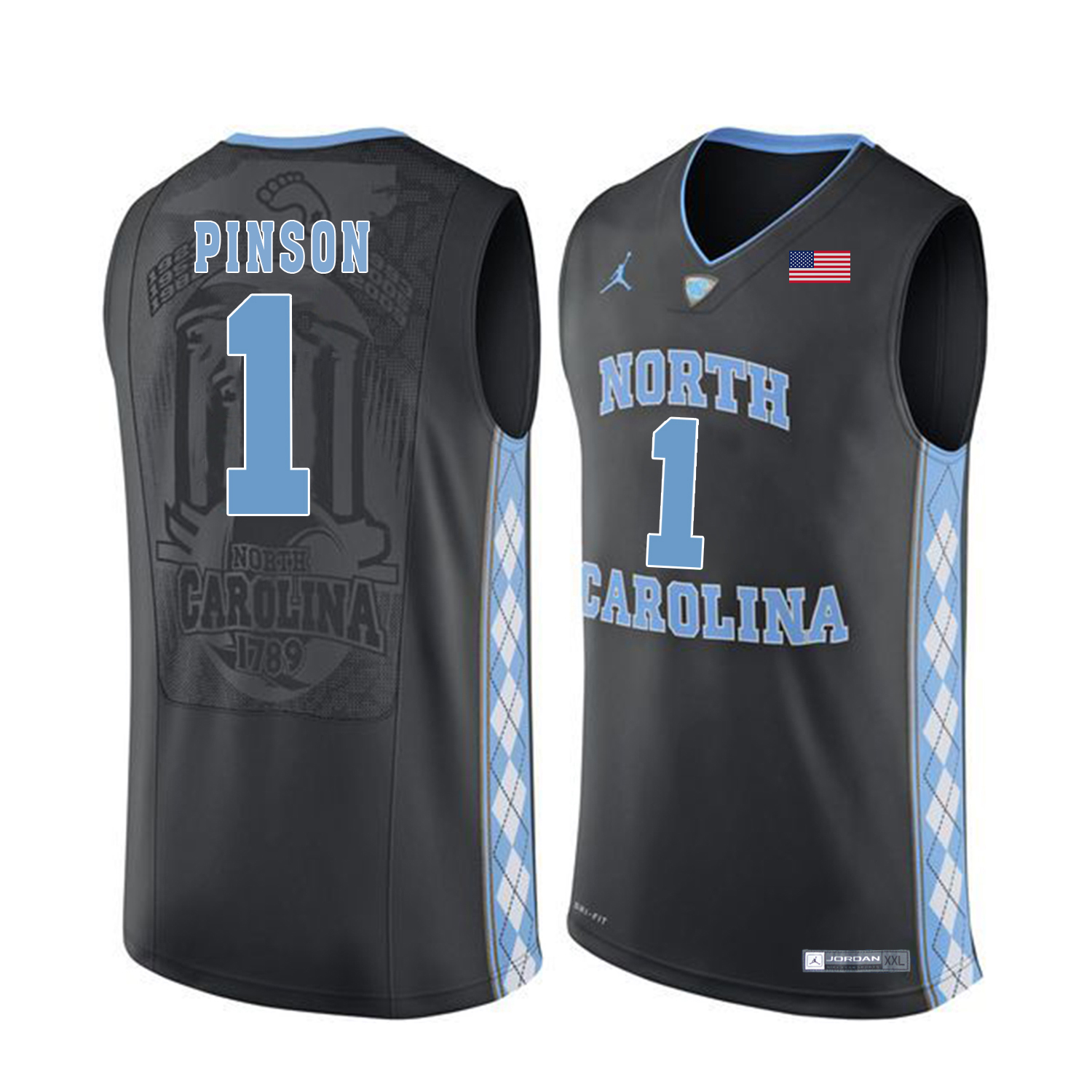 North Carolina Tar Heels 1 Theo Pinson Black College Basketball Jersey