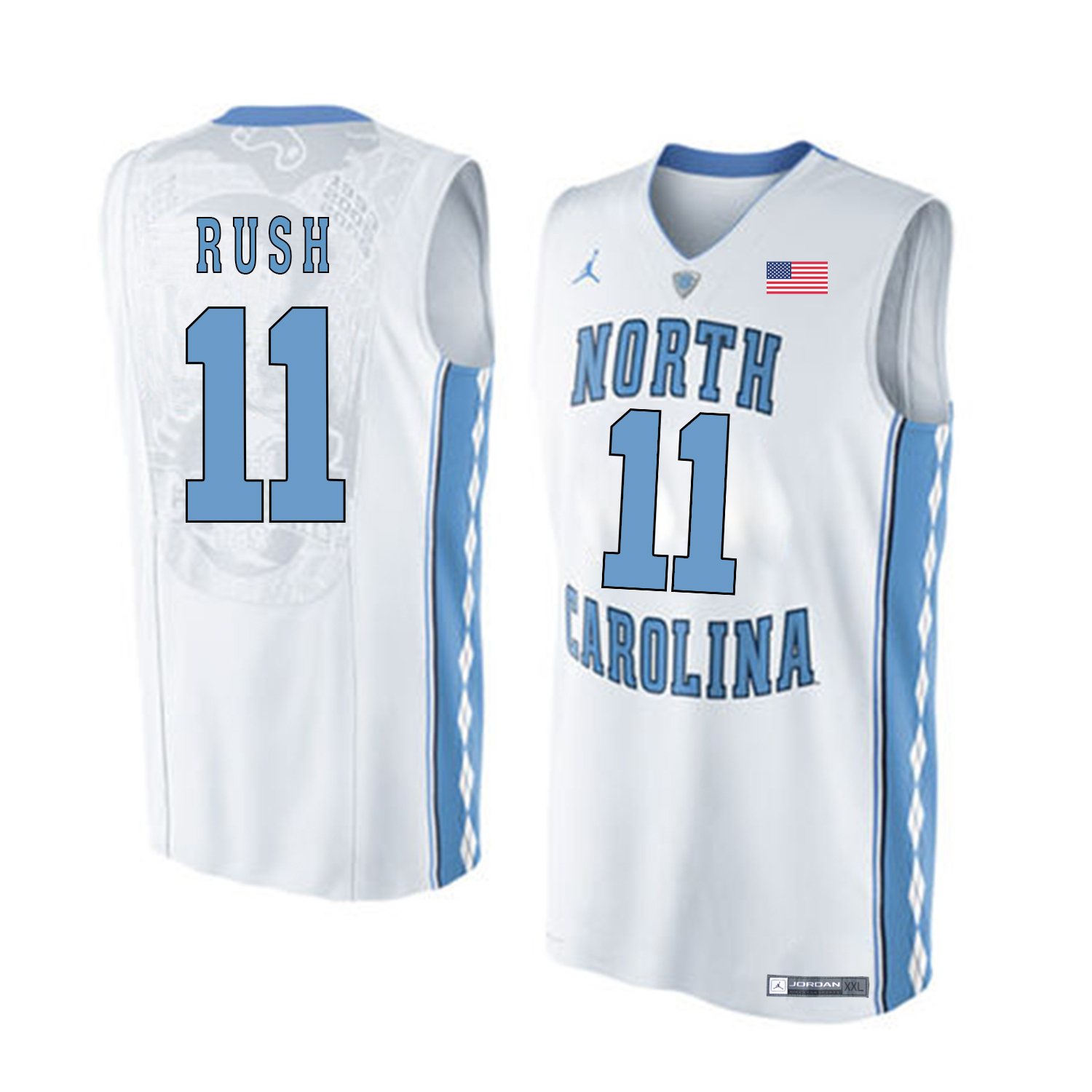North Carolina Tar Heels 11 Shea Rush White College Basketball Jersey