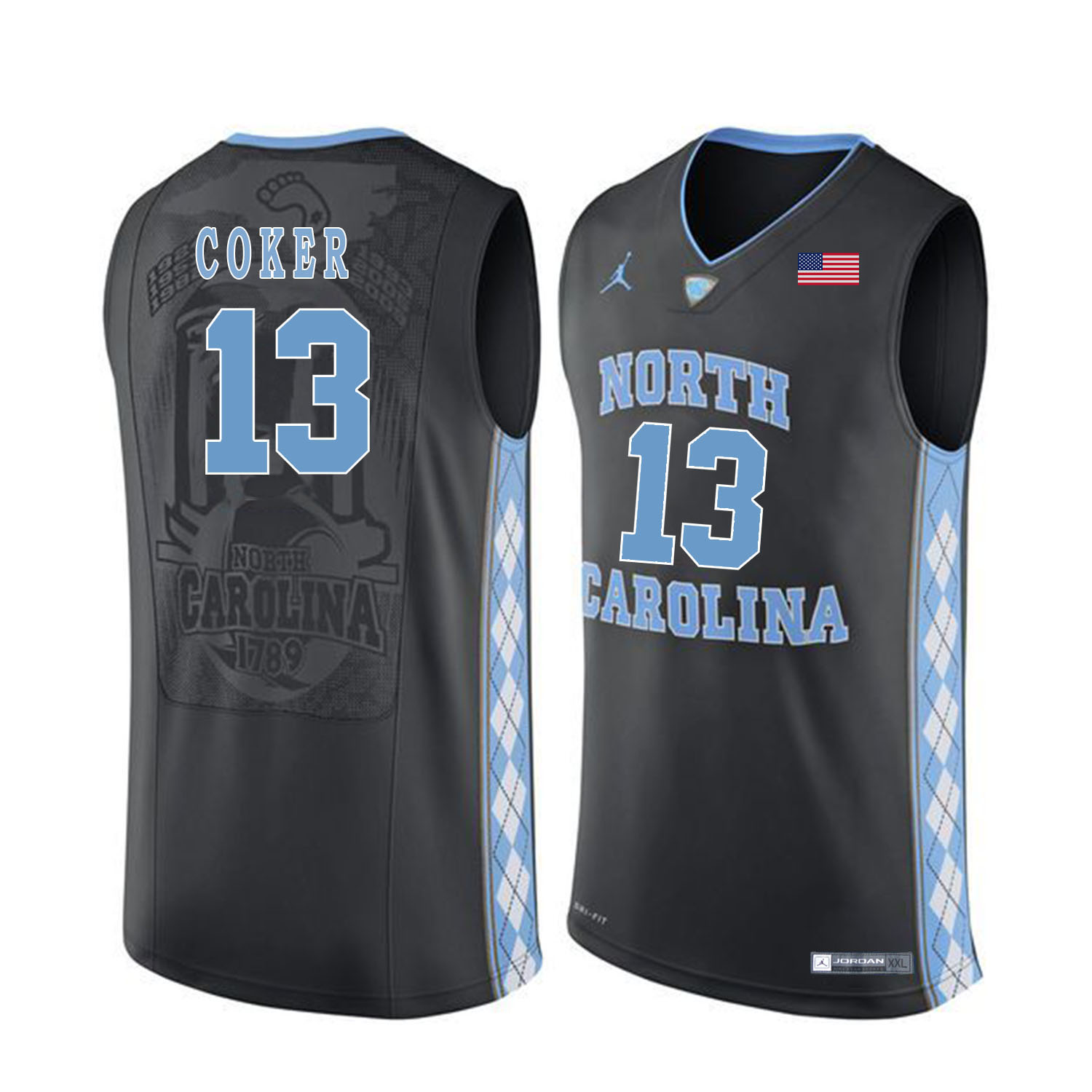 North Carolina Tar Heels 13 Kanler Coker Black College Basketball Jersey