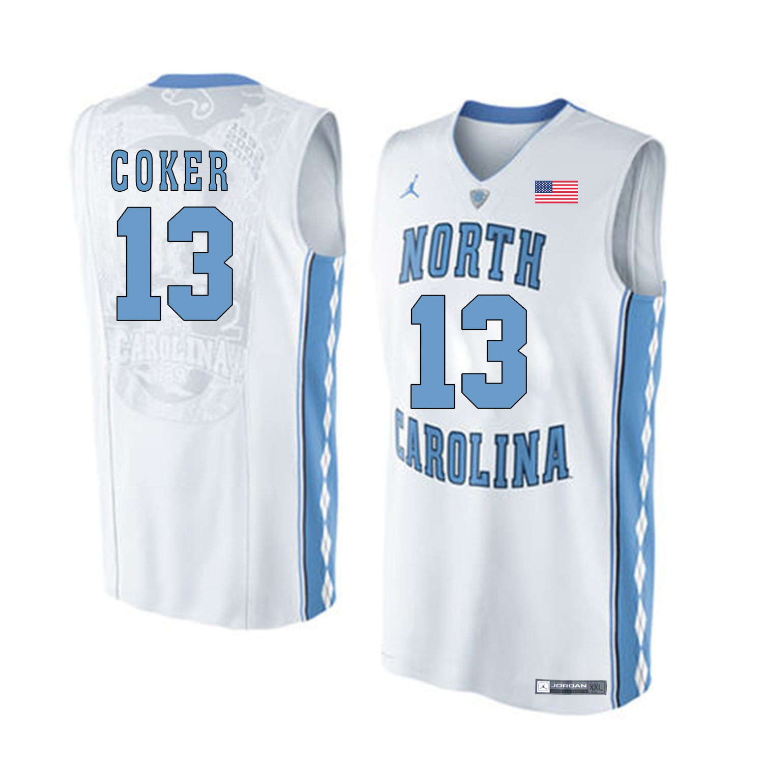 North Carolina Tar Heels 13 Kanler Coker White College Basketball Jersey
