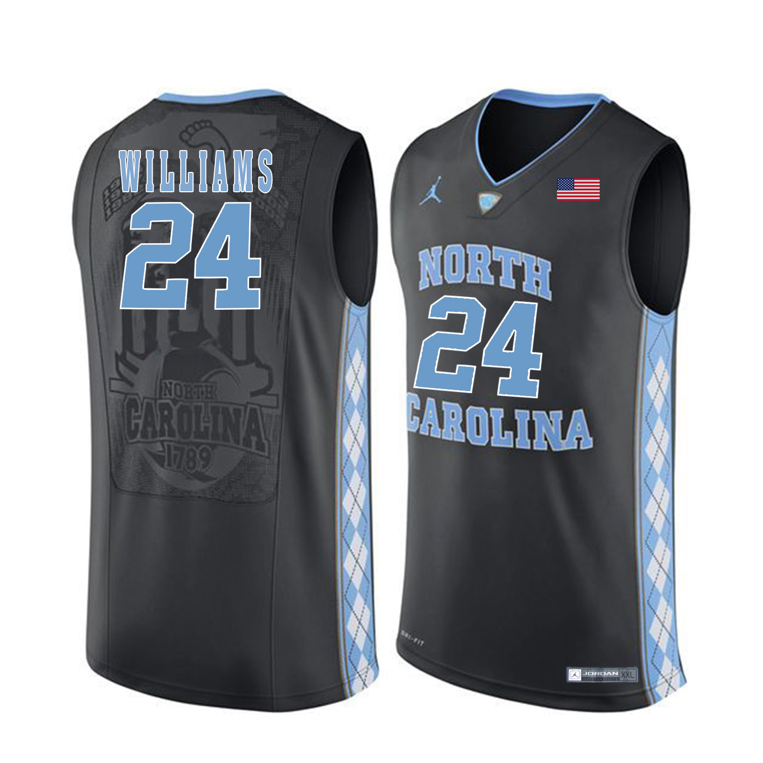 North Carolina Tar Heels 24 Kenny Williams Black College Basketball Jersey
