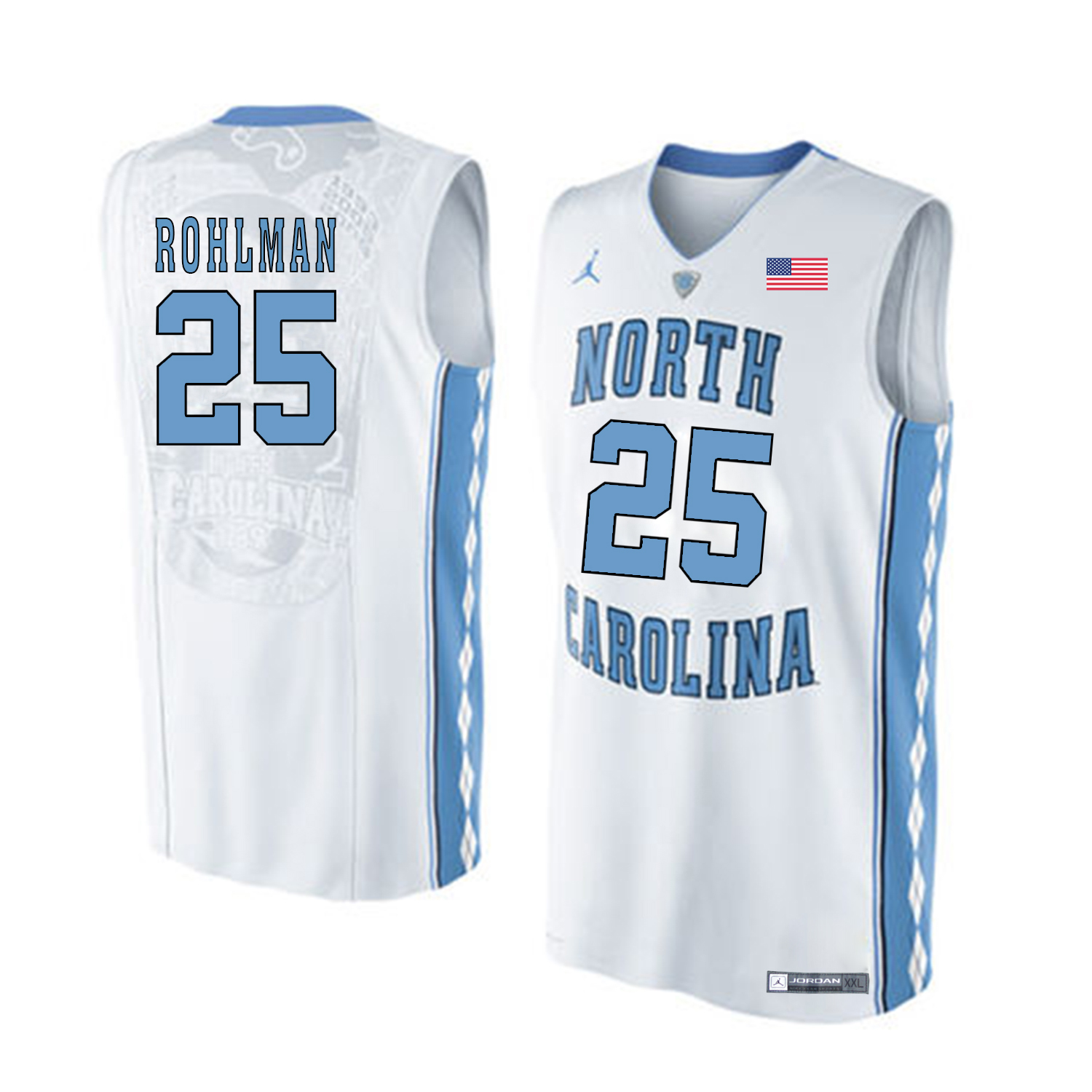 North Carolina Tar Heels 25 Aaron Rohlman White College Basketball Jersey