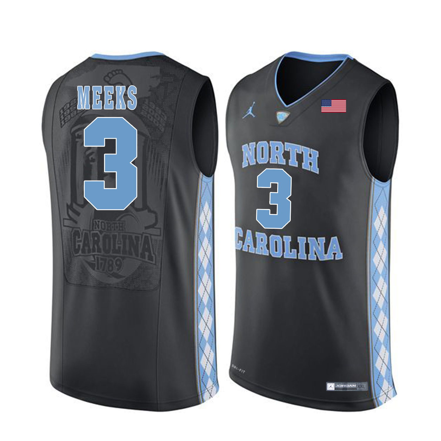 North Carolina Tar Heels 3 Kennedy Meeks Black College Basketball Jersey