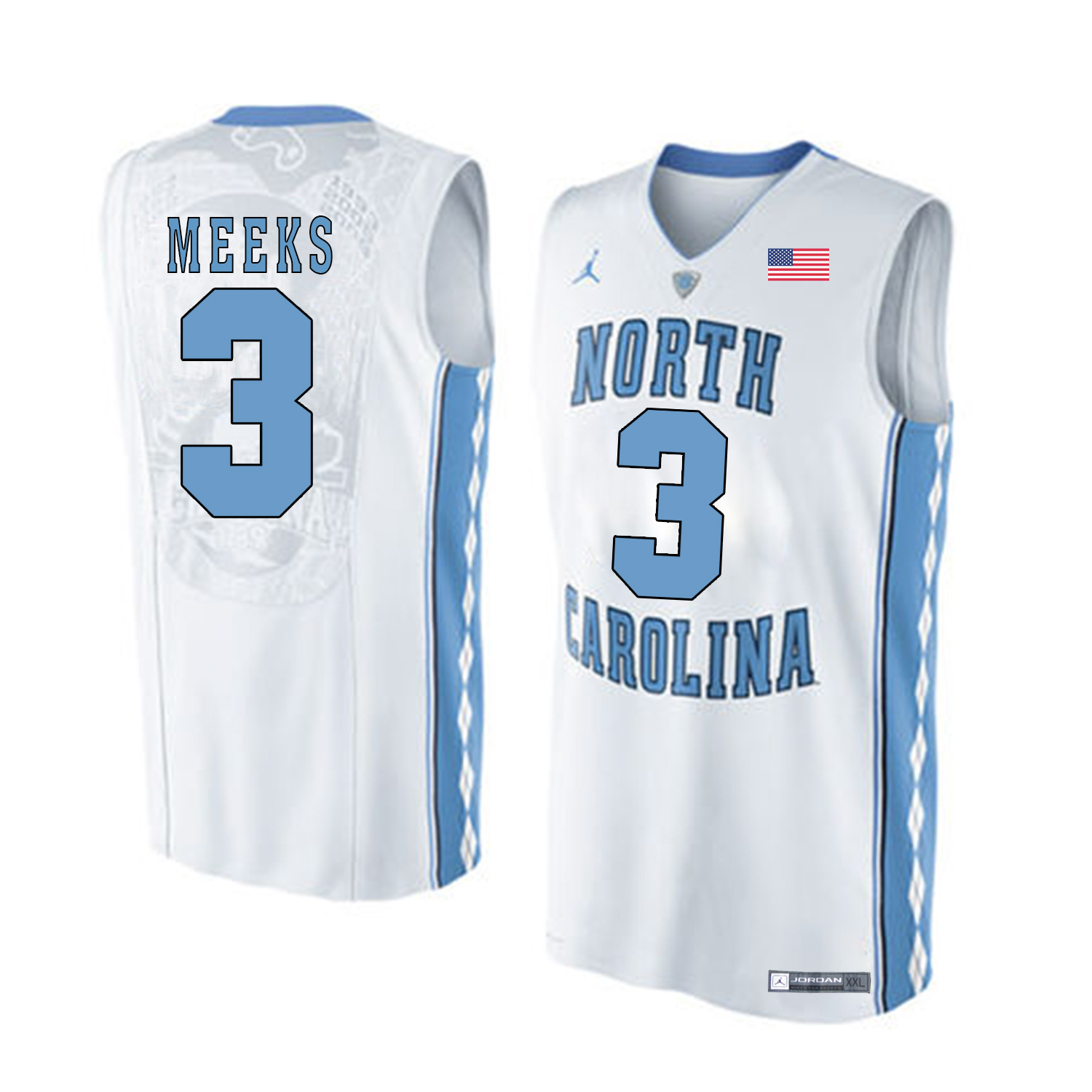 North Carolina Tar Heels 3 Kennedy Meeks White College Basketball Jersey