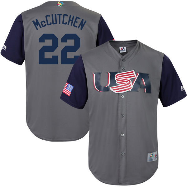 Men's USA Baseball 22 Andrew McCutchen Gray 2017 World Baseball Classic Jersey