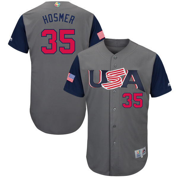 Men's USA Baseball 35 Eric Hosmer Gray 2017 World Baseball Classic Jersey