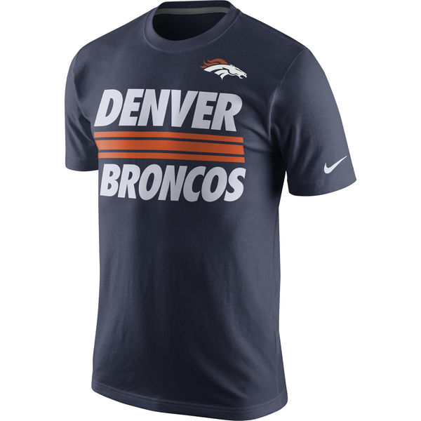 Denver Broncos Team Logo Navy Nike Men's Short Sleeve T-Shirt - Click Image to Close