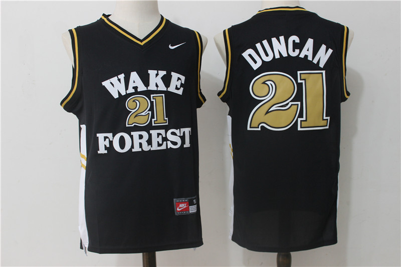 Wake Forest Demon Deacons 21 Tim Duncan Black College Jersey