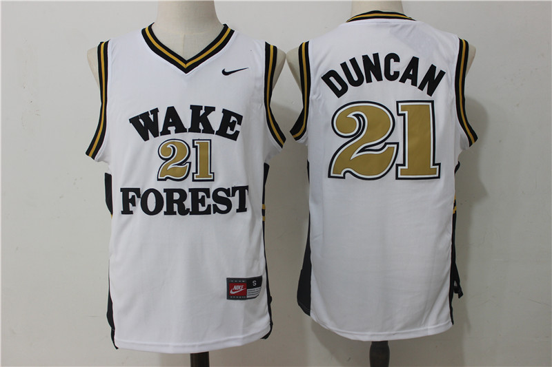 Wake Forest Demon Deacons 21 Tim Duncan White College Jersey
