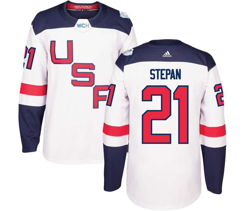 USA 21 Derek Stepan White 2016 World Cup Of Hockey Premier Player Jersey