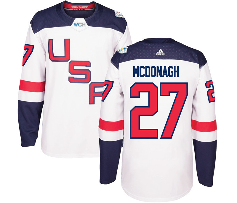 USA 27 Ryan McDonagh White 2016 World Cup Of Hockey Premier Player Jersey