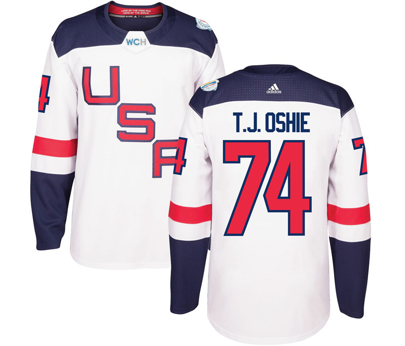 USA 74 T.J. Oshie White 2016 World Cup Of Hockey Premier Player Jersey