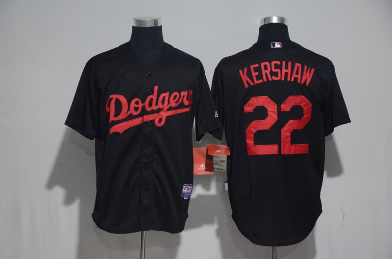 Dodgers 22 Clayton Kershaw Black Cool Base Jersey