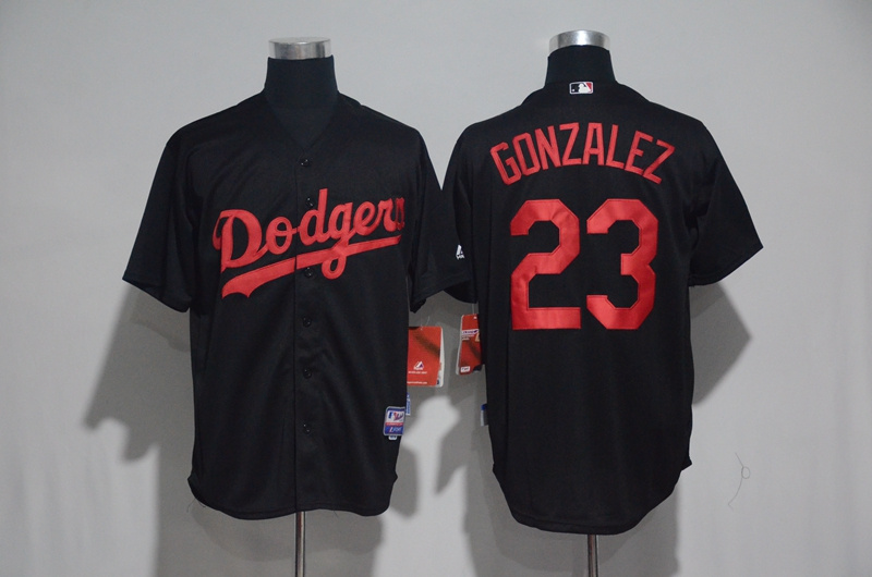 Dodgers 23 Adrian Gonzalez Black Cool Base Jersey