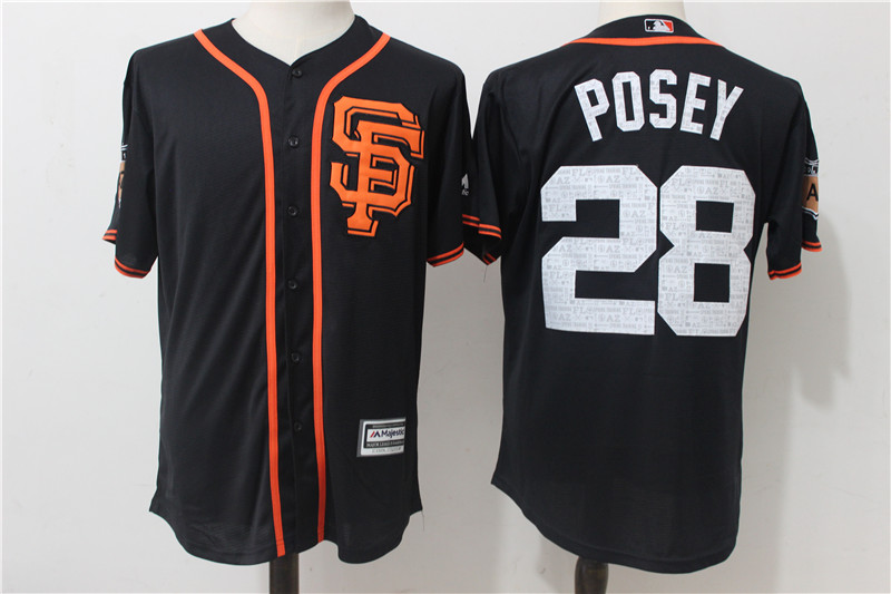Giants 28 Buster Posey Black 2017 Spring Training Cool Base Jersey