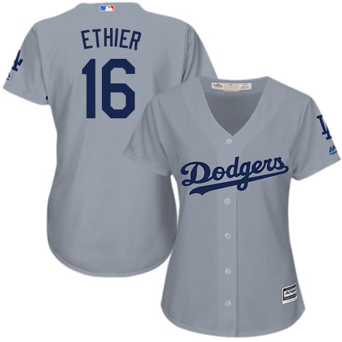 Dodgers 16 Andre Ethier Grey Women Cool Base Jersey