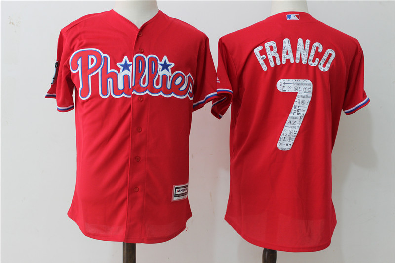 Phillies 7 Maikel Franco Red 2017 Spring Training Cool Base Jersey