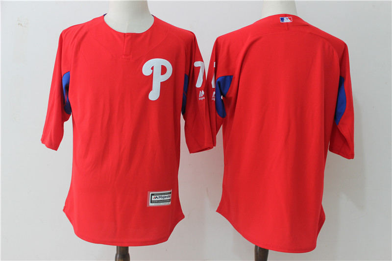 Phillies 7 Maikel Franco Red Authentic Collection On-Field 3/4 Sleeve Sleeve Batting Practice Jersey